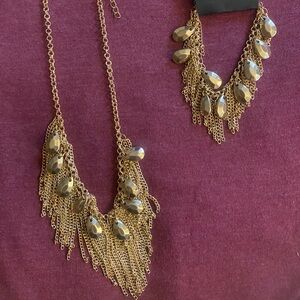 paparazzi Gold Teardrop Fringe Layered Statement Necklace